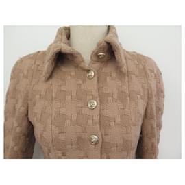 Chanel-CHANEL JACKET WITH LION HEAD BUTTONS P33842V24300 XS 34 TAUPE WOOL JACKET-Taupe