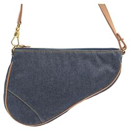 Christian Dior-BOLSO DE MANO VINTAGE CHRISTIAN DIOR BOLSO MINI SILLÍN DE LONA DE DENIM-Azul