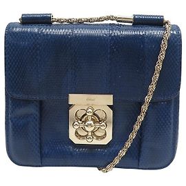 Chloé BOLSA PEQUENA CHLOE ELSIE EM BOLSA CROSSBODY DE COURO PYTHON AZUL Azul
