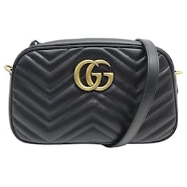 Gucci-GUCCI GG MARMONT KLEINE HANDTASCHE 447632 Umhängetasche aus schwarzem Leder-Schwarz