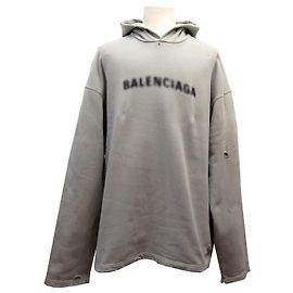BALENCIAGA SUDADERA CON CAPUCHA CON CAPUCHA CON LOGO UNIFIT 661711 XS GRIS EFECTO USADO Gris