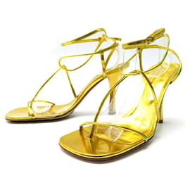 Bottega Veneta-NUEVOS ZAPATOS BOTTEGA VENETA 630178 39 SANDALIAS TACÓN PIEL DORADO + CAJA-Dorado