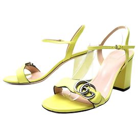 GUCCI-gefütterte G MARMONT-SCHUHE 39 ABSATZSANDALEN AUS GRÜNEM LEDER + BOX Grün