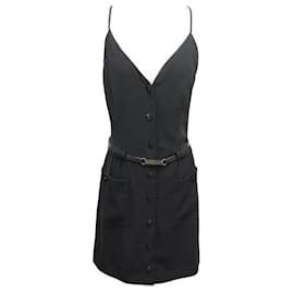 Chanel-CHANEL DRESS WITH STRAP P16345V06371 Taille S 36 BLACK POLYESTER BLACK DRESS-Black