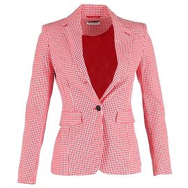 Altuzarra Gingham Blazer in Red Cotton Red