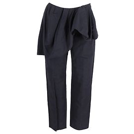 Dries Van Noten Patiar Ruffled Pants in Navy Blue Cotton Blue Navy blue