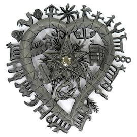 NUEVO BROCHE VINTAGE CHRISTIAN LACROIX CORAZÓN DE METAL NEGRO NUEVO BROCHE CORAZÓN NEGRO Negro