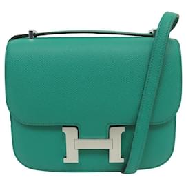 Hermès-NEW HERMES MINI CONSTANCE III MIRROR HANDBAG EPSOM LEATHER GREEN JADE HAND BAG-Green