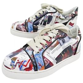 Christian Louboutin-CHAUSSURES CHRISTIAN LOUBOUTIN BASKETS FUN VIEIRA 35 CUIR LEATHER SNEAKERS-Multicolore