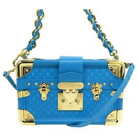 BOLSA LOUIS VUITTON PETITE MALLE EM BOLSA DE MÃO DE COURO NANOGRAM TURQUESA Turquesa