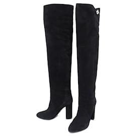 Christian Dior-CHRISTIAN DIOR SHOES TRIBAL Thigh High Boots 38 BLACK SUEDE BOOTS BOOTS-Black