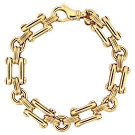 Christian Dior-VINTAGE CHRISTIAN DIOR CURB BRACELET 19 IN GOLDEN METAL GOLDEN STEEL BANGLE-Golden