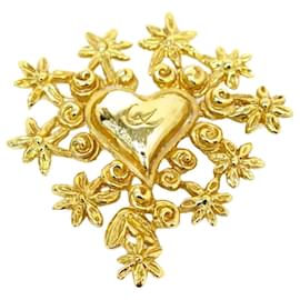 Christian Lacroix-NEW VINTAGE CHRISTIAN LACROIX HEART AND STARS CHRISTMAS BROOCH 1993 DORE BROOCH-Golden