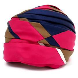 Christian Dior-NEW CHRISTIAN DIOR TURBAN HAT IN PINK BLUE SILK HAT-Pink