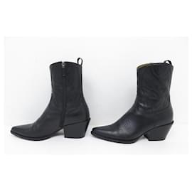 Christian Dior-CHRISTIAN DIOR SANTIAG L SHOES.to. J'adior 37.5 LEATHER ANKLE BOOTS-Black