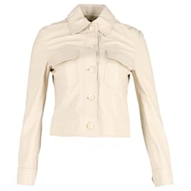 Joseph-Joseph Buttoned Jacket in Beige Leather-Brown,Beige