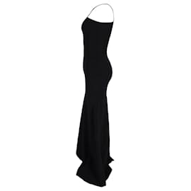 Victoria Beckham-Victoria Beckham Kleid mit One-Shoulder-Ärmeln aus schwarzer Wolle -Schwarz