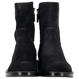 Stuart Weitzman-Stuart Wetizman 5050 Bold Zip Ankle Boots in Black Suede-Black