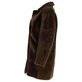 Sandro-Sandro Paris Coat in Brown Lamb Fur-Brown