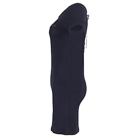 Sandro-Sandro Paris Fitted Dress in Navy Blue Viscose-Navy blue