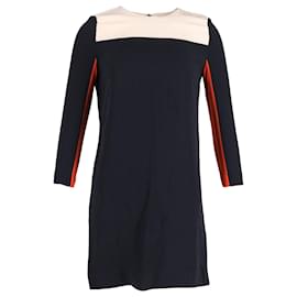 Victoria Beckham-Victoria Beckham Quarter-Sleeve Color Block Dress in Multicolor Acetate-Multiple colors