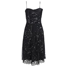 Temperley London Robe sans manches à paillettes en polyester noir Noir