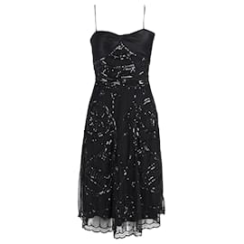 Temperley London-Temperley London Sequined Sleeveless Dress in Black Polyester-Black