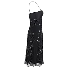 Temperley London-Temperley London Sequined Sleeveless Dress in Black Polyester-Black