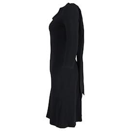 Alexander Mcqueen-Alexander McQueen Back Bow Quarter Sleeve Dress aus schwarzem Acetat. -Schwarz