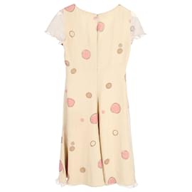 Armani-Kurzärmliges Kleid mit Punktmuster von Armani Collezioni aus beiger Seide. -Beige