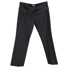 Miu Miu Low Rise-Hose mit Gürtel aus schwarzer Baumwolle Schwarz