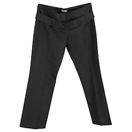 Miu Miu-Pantalones Miu Miu de talle bajo con cinturón en algodón negro-Negro
