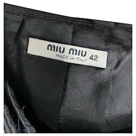 Miu Miu-Calça Miu Miu com cinto de cintura baixa em algodão preto-Preto