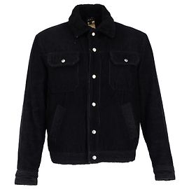 Apc A.P.C. shearling-Collar Corduroy Jacket in Black Wool Black
