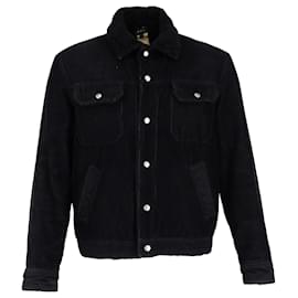 Apc-A.P.C. shearling-Collar Corduroy Jacket in Black Wool-Black
