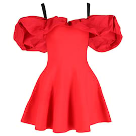 Alexander Mcqueen-Alexander McQueen Cold-Shoulder Ruffled Mini Dress in Red Viscose-Red