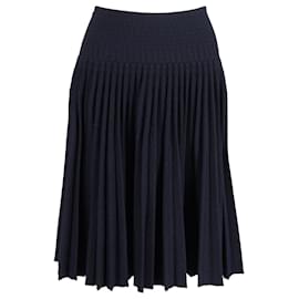 Alaïa-Falda hasta la rodilla plisada en acordeón Alaia de algodón azul marino-Azul marino