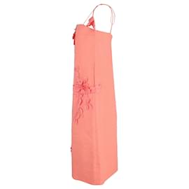 Zimmermann-Zimmermann High Tide Lift Off Floral-Appliquéd Maxi Dress In Peach Linen-Peach