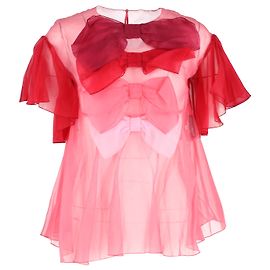 Dolce & Gabbana Top com laço transparente em chiffon rosa Rosa