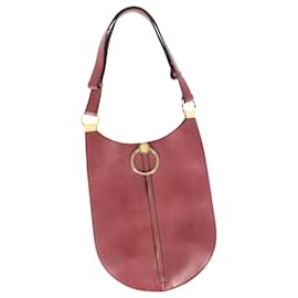 Marni-Marni Metal Ring Shoulder Bag in Burgundy Leather-Dark red