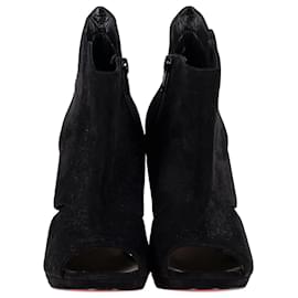 Christian Louboutin-Christian Louboutin Belfeconica Cutout Accent Slingback Sandals in Black Suede-Black