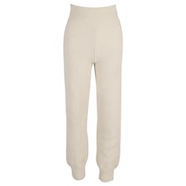 Autre Marque-Pantalones de chándal de canalé de lana blanca de The Frankie Shop-Beige