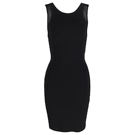Diane Von Furstenberg-Diane von Furstenberg Moscow Mesh Insert Knit Dress in Black Rayon-Black