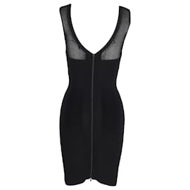 Diane Von Furstenberg-Diane von Furstenberg Moscow Mesh Insert Knit Dress in Black Rayon-Black