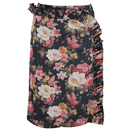 Simone Rocha-Simone Rocha Ruffled Pencil Skirt in Floral Print Polyester-Black