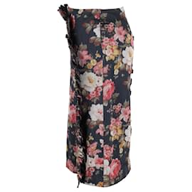 Simone Rocha-Simone Rocha Ruffled Pencil Skirt in Floral Print Polyester-Black