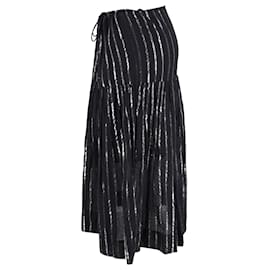 Isabel Marant-Isabel Marant Etoile Metallic Striped Drawstring Midi Skirt in Black Cotton-Black
