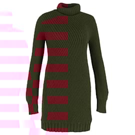 Céline-Celine Knitted Jumper Dress in Burgundy Wool-Red,Dark red