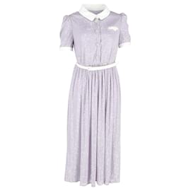 Self portrait-Self-Portrait Crepe-Trimmed Embellished Sequined Tulle Midi Dress In Pastel Purple Polyester-Other