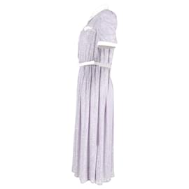 Self portrait-Self-Portrait Crepe-Trimmed Embellished Sequined Tulle Midi Dress In Pastel Purple Polyester-Other